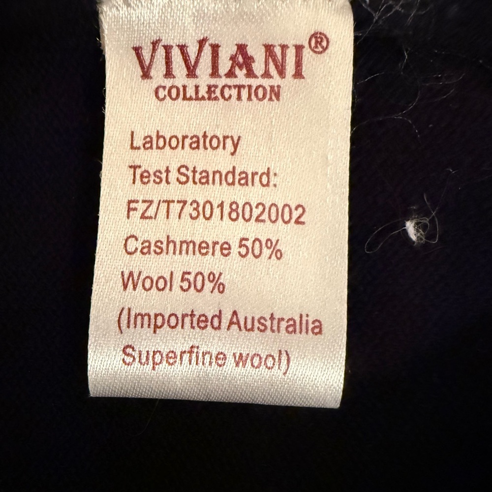 Viviani Collection Cashmere Wool Butterfly Embroidered Cardigan Navy Blue Size M - Picture 6 of 7
